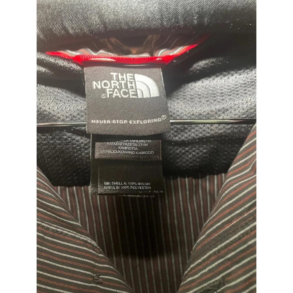 The North Face Mens Brown Pinstripe Long Sleeve Roll Tab Hiking Shirt Large